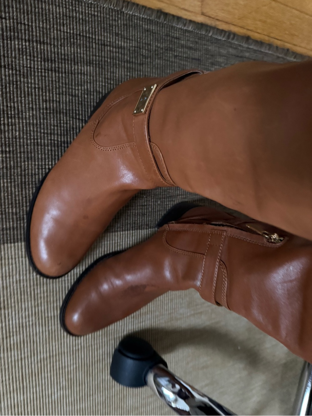 Michael Kors Leather Under the Knee Boots with Gold Accent - Picture 4 of 6